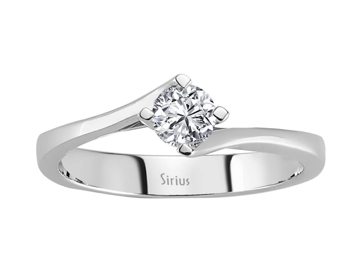 Moderner Solitär-Ring mit rundem Diamant aus 14 Karat Weißgold