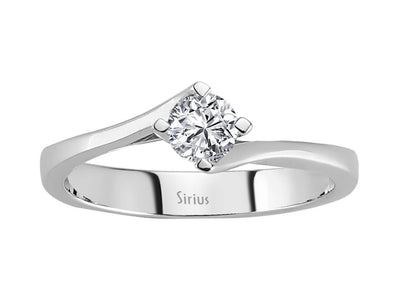 Moderner Solitär-Ring mit rundem Diamant aus 14 Karat Weißgold