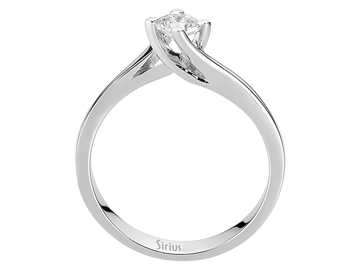 14 Karat Beyaz Altından yuvarlak Pırlantalı modern tektaş yüzük - Laboratuvar Pırlantası - Rosy Lab Diamonds’tan yüksek kaliteli Mücevher