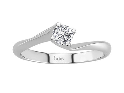 Eleganter Solitär-Ring mit Runddiamant aus 14 Karat Weißgold