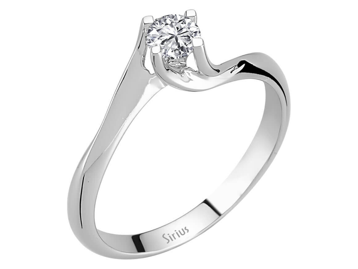 Eleganter Solitär-Ring mit Runddiamant aus 14 Karat Weißgold