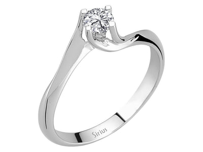 Eleganter Solitär-Ring mit Runddiamant aus 14 Karat Weißgold