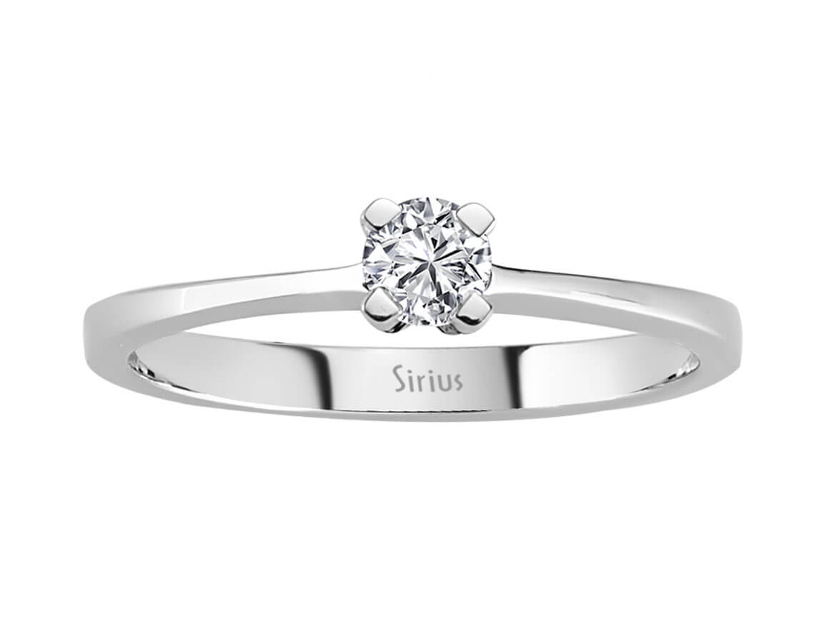 Eleganter Solitär-Ring mit Runddiamant aus 14 Karat Weißgold