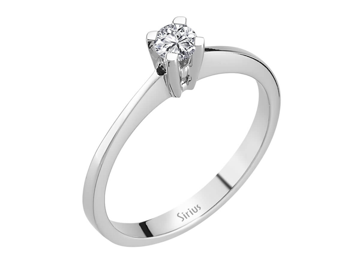 Eleganter Solitär-Ring mit Runddiamant aus 14 Karat Weißgold