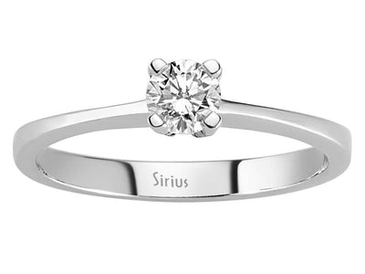 Schlichter Solitär-Ring mit Runddiamant aus 14 Karat Weißgold