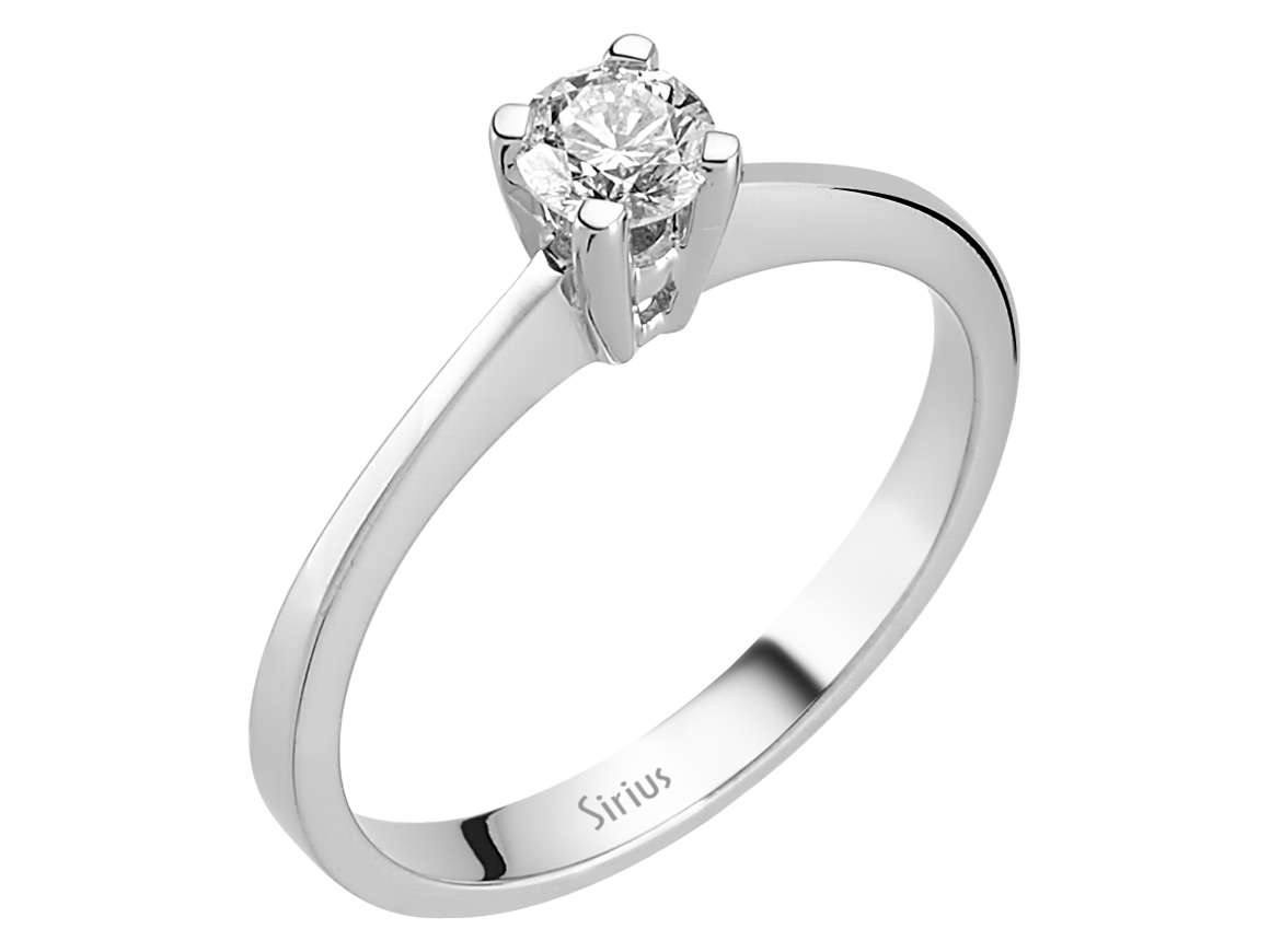 Schlichter Solitär-Ring mit Runddiamant aus 14 Karat Weißgold