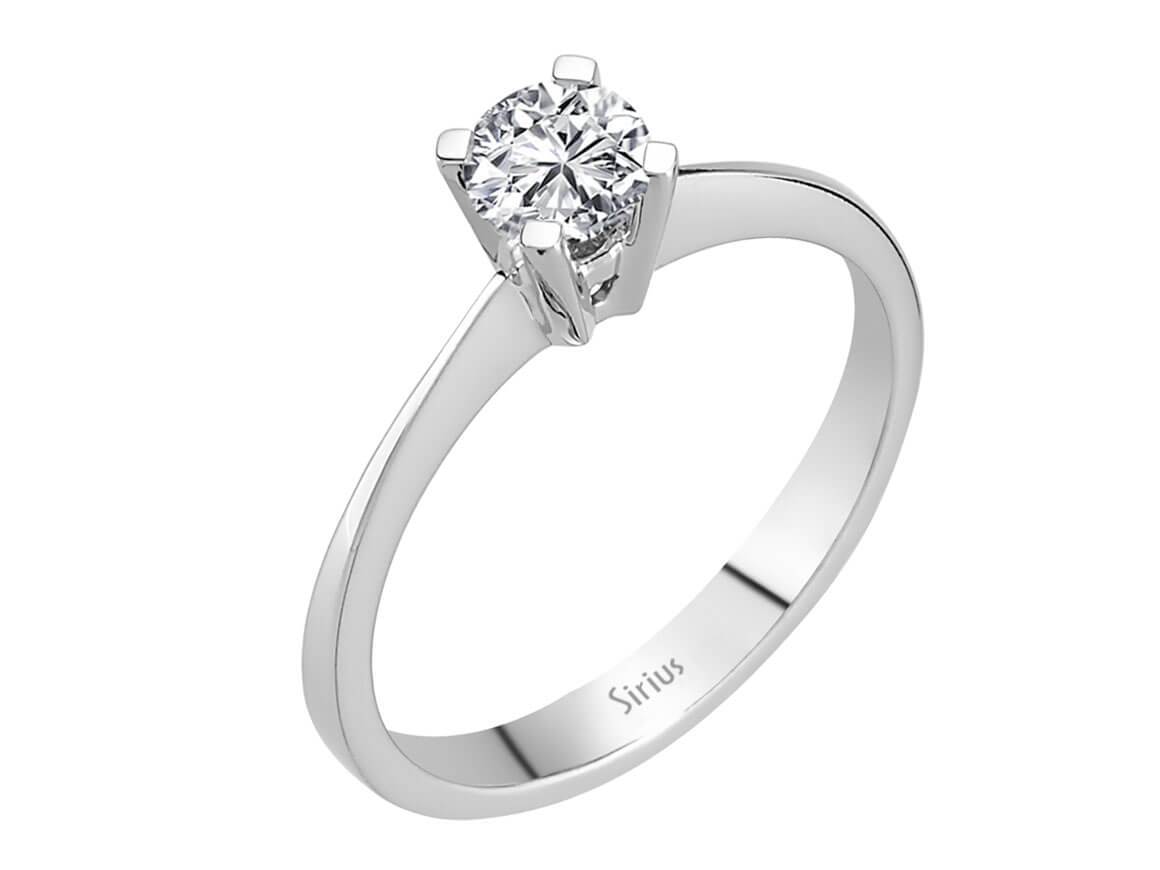 Schlichter Solitär-Diamantring aus 14 Karat Weißgold mit 0,41 Karat Diamant