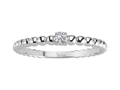 Zarter Ring mit rundem Diamant und Kugelband in 8 Karat Weißgold