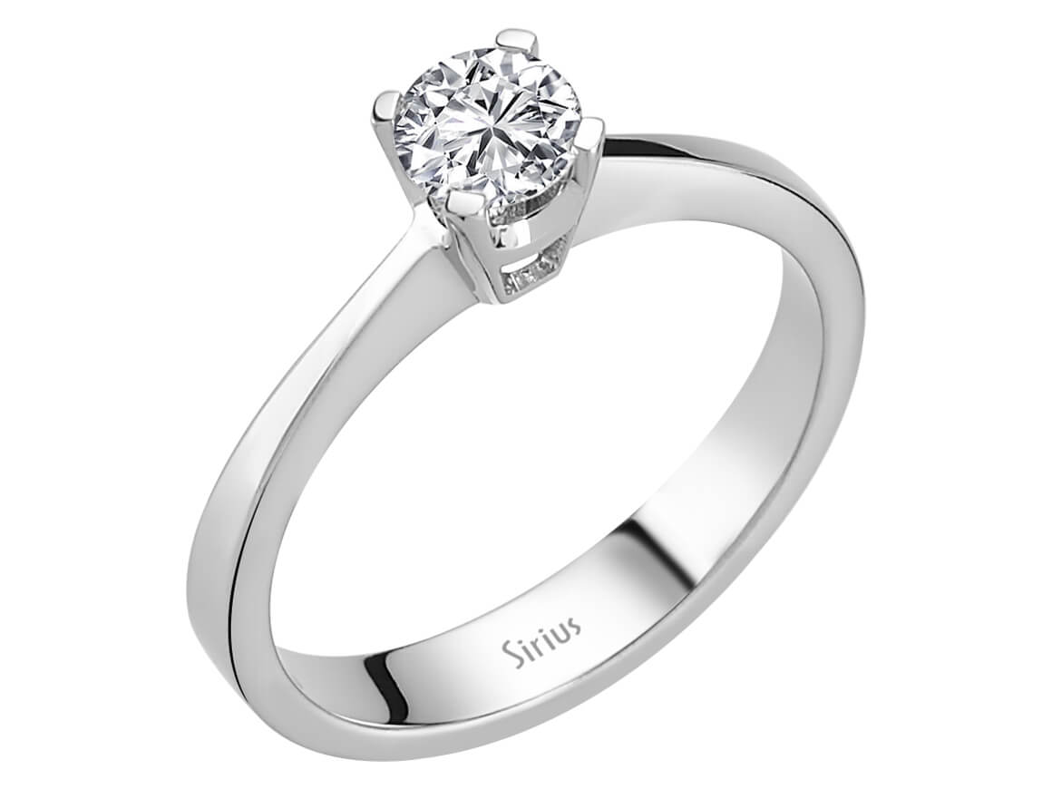 Bague solitaire classique avec diamant rond en Or Blanc 14 carats – Diamant de Laboratoire – Bijoux haut de gamme de Rosy Lab Diamonds