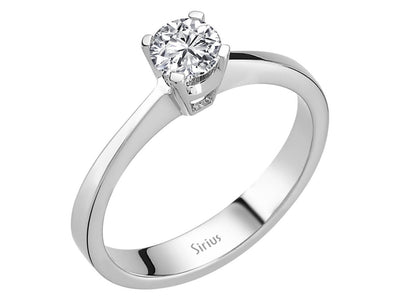 Klassischer Solitär-Ring mit Runddiamant aus 14 Karat Weißgold