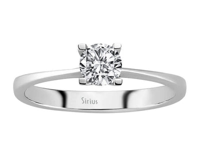 Eleganter Solitär-Ring mit Runddiamant aus 14 Karat Weißgold