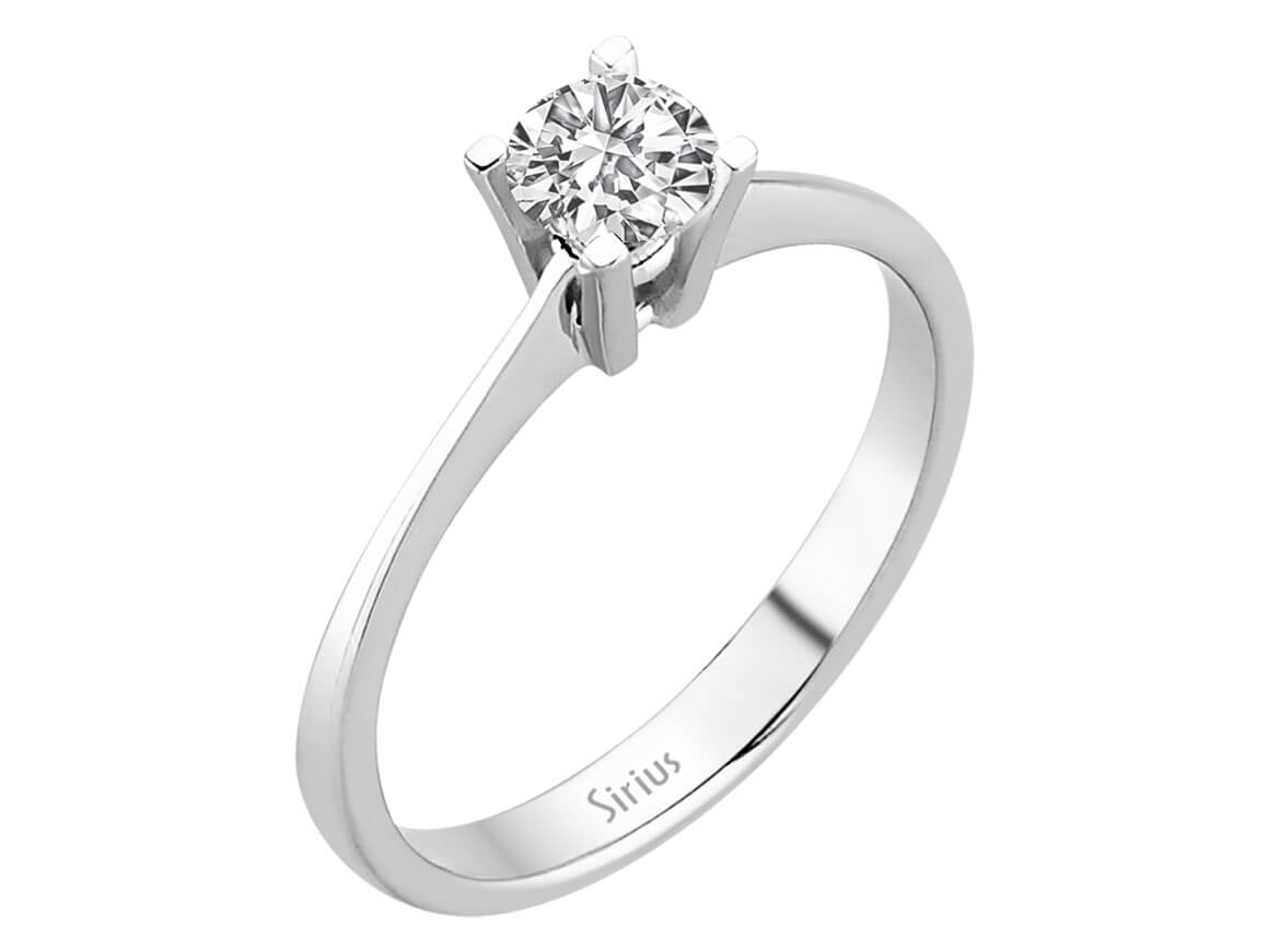 Eleganter Solitär-Ring mit Runddiamant aus 14 Karat Weißgold