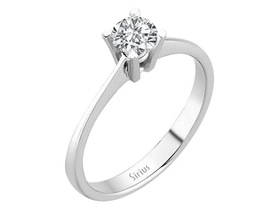 Eleganter Solitär-Ring mit Runddiamant aus 14 Karat Weißgold