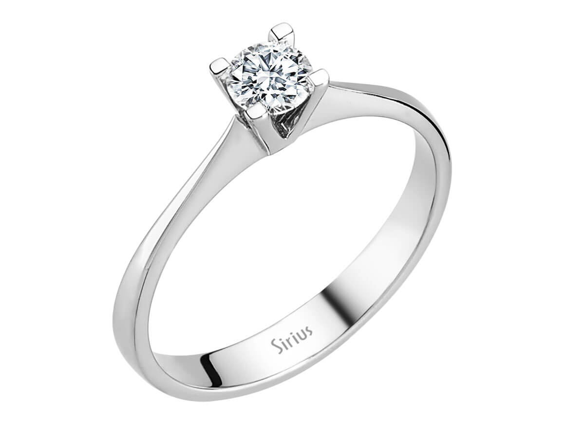 Dezenter Solitär-Ring mit Runddiamant aus 14 Karat Weißgold