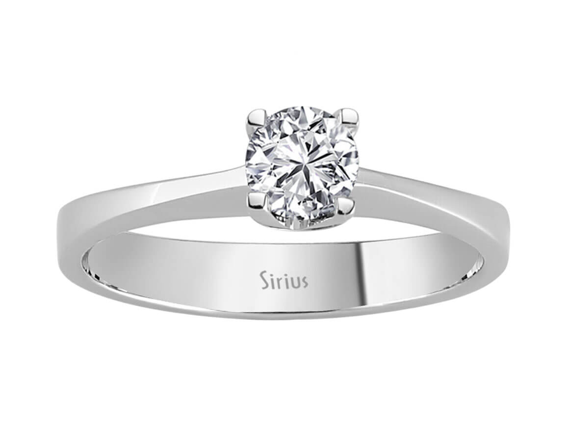 Eleganter Solitär-Ring mit Runddiamant aus 14 Karat Weißgold