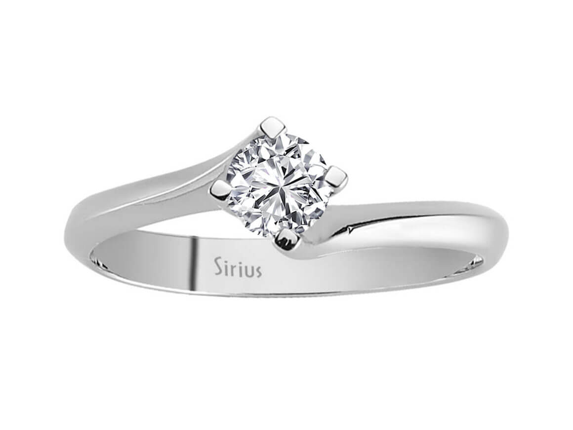 Eleganter Solitär-Ring mit Runddiamant aus 14 Karat Weißgold