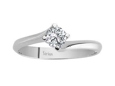 Eleganter Solitär-Ring mit Runddiamant aus 14 Karat Weißgold
