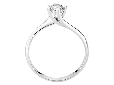 Eleganter Solitär-Ring mit Runddiamant aus 14 Karat Weißgold