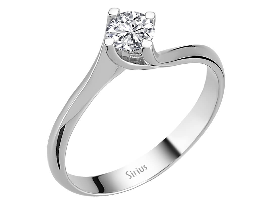 Élégante bague solitaire avec diamant rond en Or Blanc 14 carats - Diamant de Laboratoire - Bijoux haut de gamme de Rosy Lab Diamonds