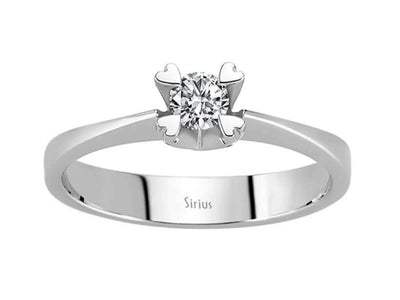 Klassischer Solitär-Ring mit Runddiamant aus 14 Karat Weißgold