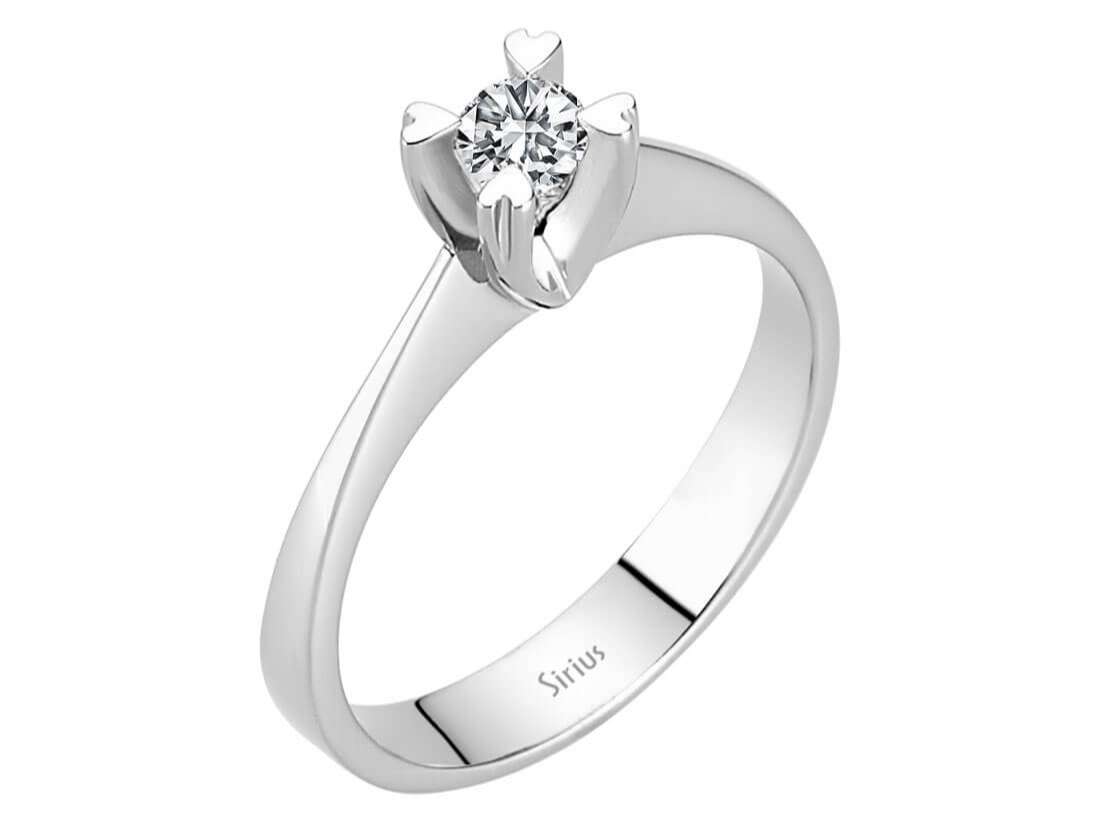 Klassischer Solitär-Ring mit Runddiamant aus 14 Karat Weißgold