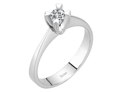 Klassischer Solitär-Ring mit Runddiamant aus 14 Karat Weißgold