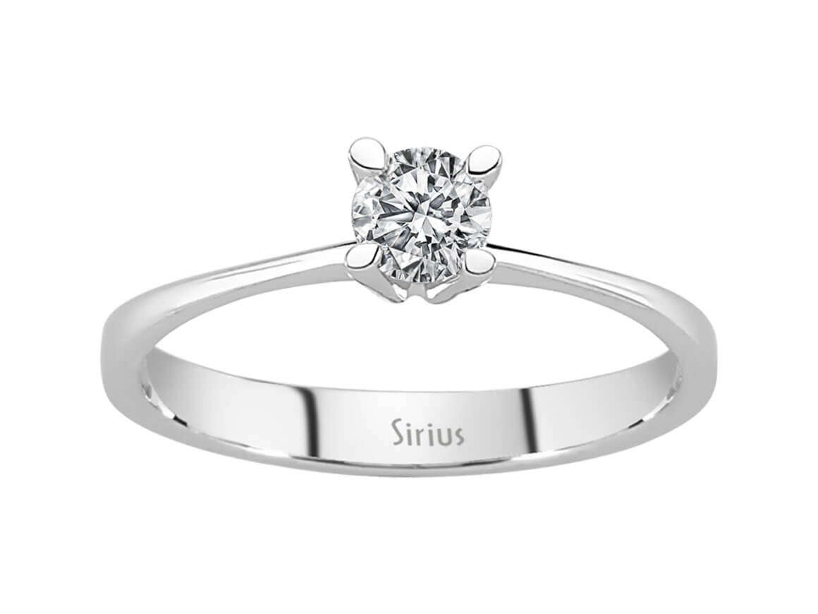 Eleganter Solitär-Ring mit Runddiamant aus 18 Karat Weißgold