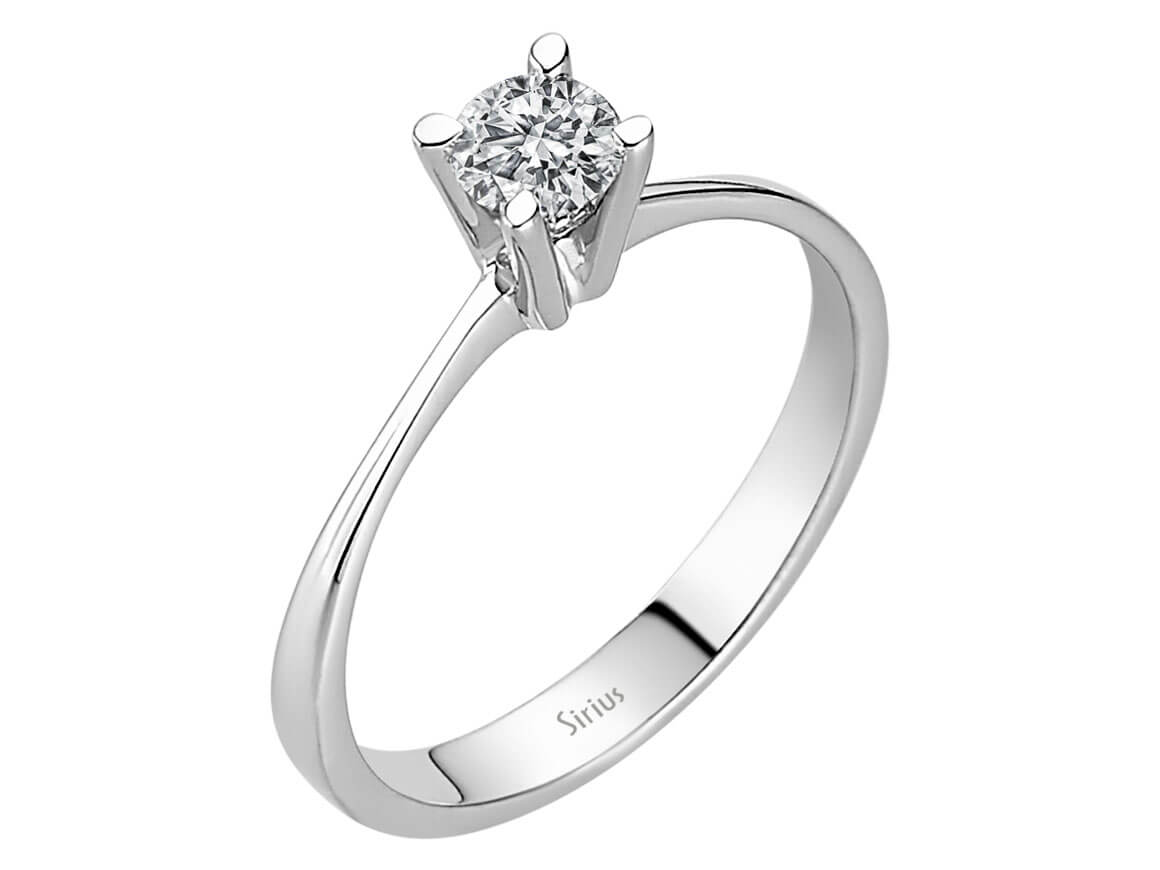 Eleganter Solitär-Ring mit Runddiamant aus 18 Karat Weißgold