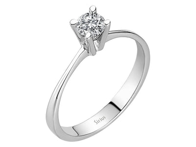 Eleganter Solitär-Ring mit Runddiamant aus 18 Karat Weißgold