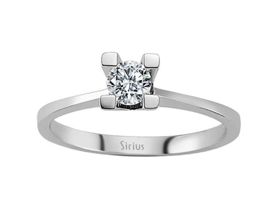 Feiner Solitär-Ring mit Runddiamant aus 14 Karat Weißgold