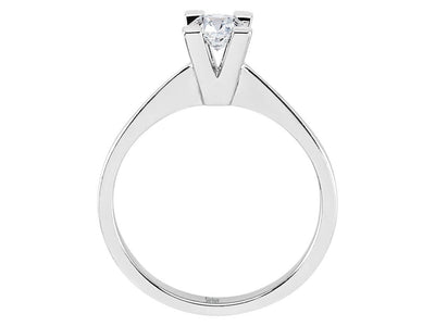 Feiner Solitär-Ring mit Runddiamant aus 14 Karat Weißgold