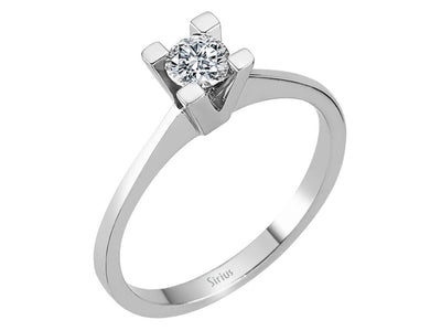 Feiner Solitär-Ring mit Runddiamant aus 14 Karat Weißgold