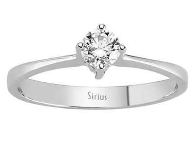 Schlichter Solitär-Ring mit rundem Diamant in 14 Karat Weißgold