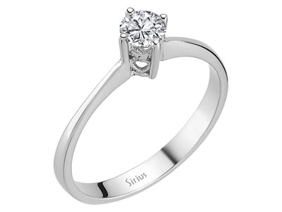 Schlichter Solitär-Ring mit rundem Diamant in 14 Karat Weißgold