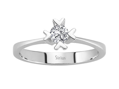 Eleganter Solitär-Ring mit rundem Diamant in 14 Karat Weißgold