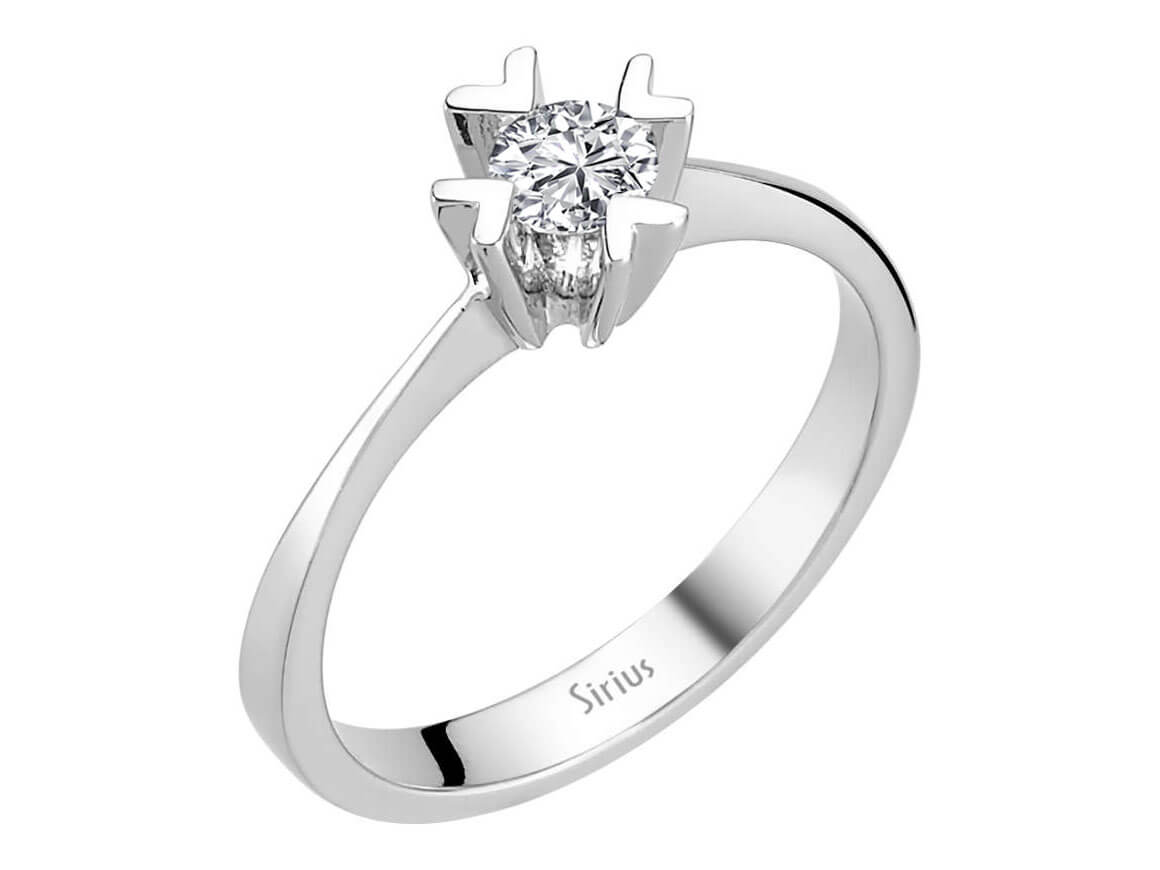 Eleganter Solitär-Ring mit rundem Diamant in 14 Karat Weißgold