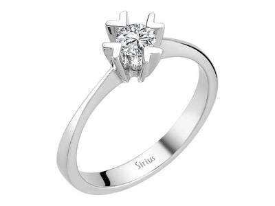 Eleganter Solitär-Ring mit rundem Diamant in 14 Karat Weißgold