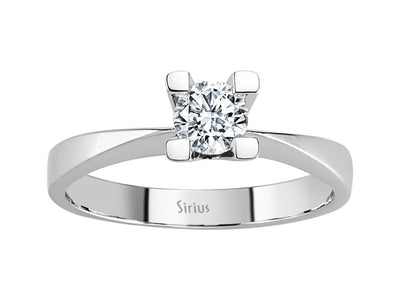 Schlichter Solitär-Ring mit Runddiamant aus 14 Karat Weißgold
