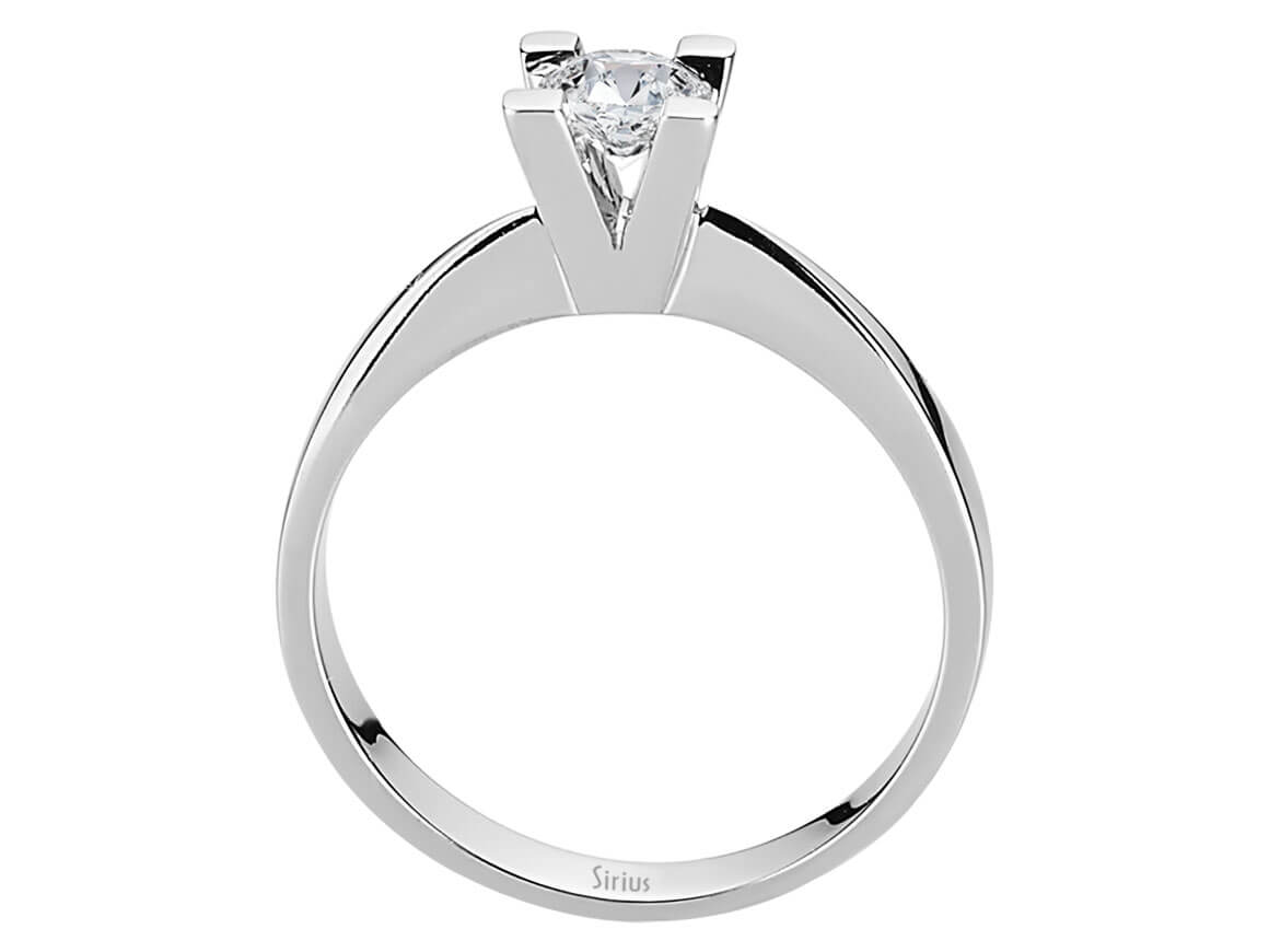 Schlichter Solitär-Ring mit Runddiamant aus 14 Karat Weißgold