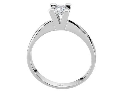 Schlichter Solitär-Ring mit Runddiamant aus 14 Karat Weißgold