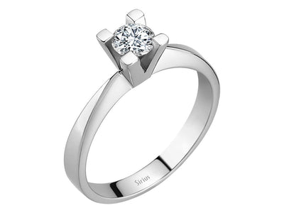 Schlichter Solitär-Ring mit Runddiamant aus 14 Karat Weißgold