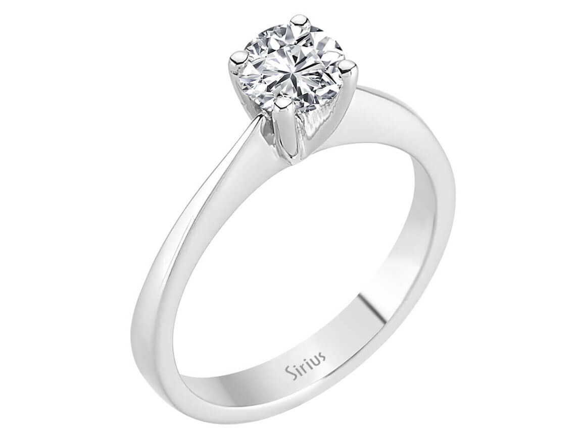 Bague solitaire avec Diamant de 0,60 carat en Or Blanc 14 carats - Bijoux haut de gamme de Rosy Lab Diamonds