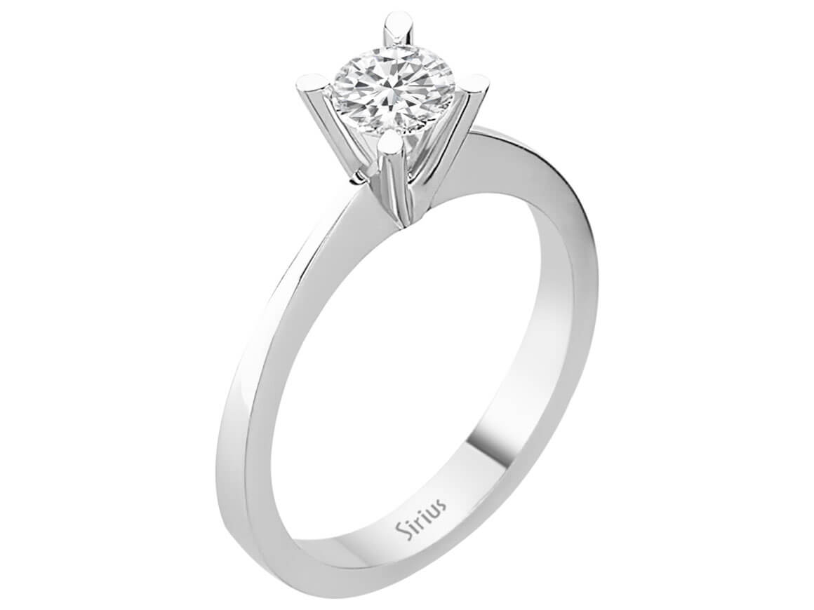 0,52 ct doğal Pırlanta içeren 14 ayar Beyaz Altın Tektaş Yüzük - Rosy Lab Diamonds'tan kaliteli Mücevher