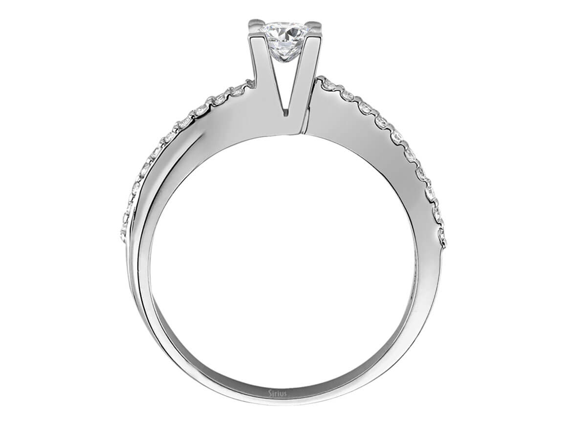 Eleganter Verlobungsring mit Mittelstein und Pavé-Besatz – 14K Weißgold