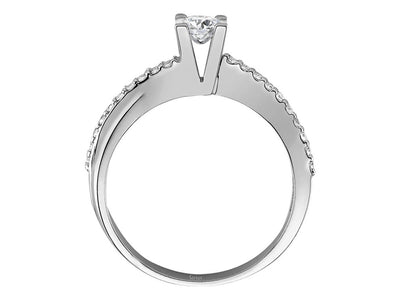 Eleganter Verlobungsring mit Mittelstein und Pavé-Besatz – 14K Weißgold