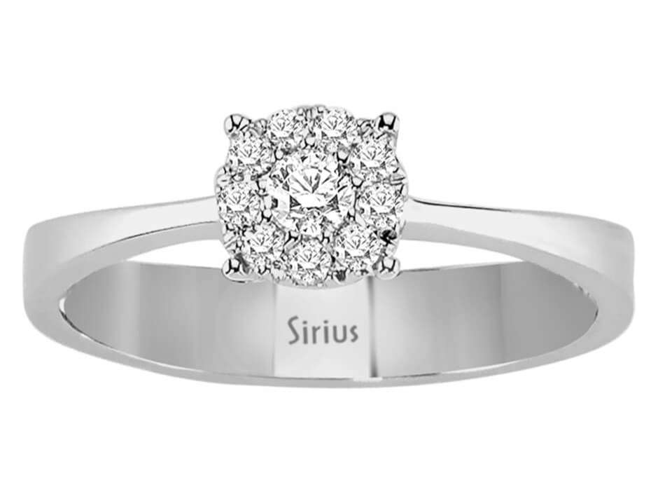 Solitärring mit Halo-Optik aus 8K Weißgold und laborgezüchteten Diamanten