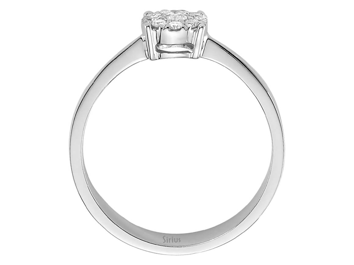 Solitärring mit Halo aus 8K Weißgold - laborgezüchtete Diamanten, 0,18 ct - hochwertiger Schmuck von Rosy Lab Diamonds