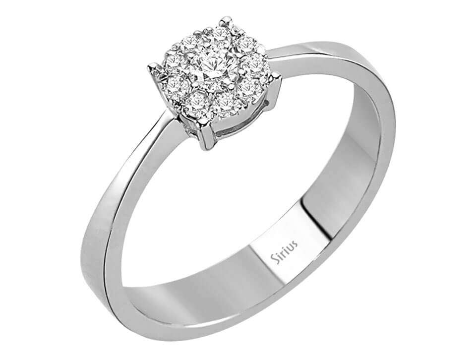 Solitärring mit Halo aus 8K Weißgold - laborgezüchtete Diamanten, 0,18 ct - hochwertiger Schmuck von Rosy Lab Diamonds