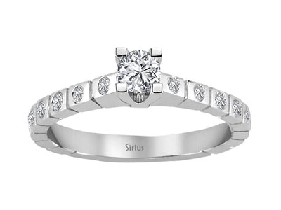 Diamant-Solitärring mit Akzentsteinen – 14K Weißgold, 0,42 ct