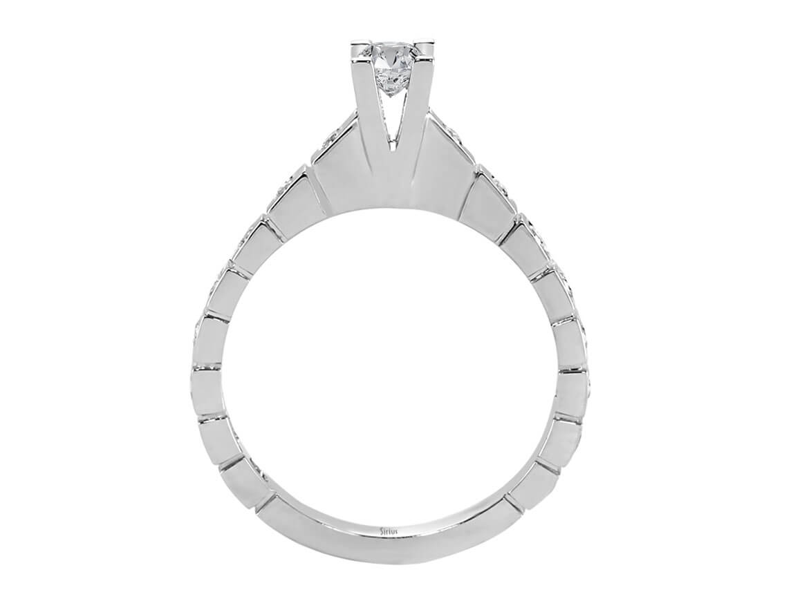 Diamant-Solitärring mit Akzentsteinen – 14K Weißgold, 0,42 ct
